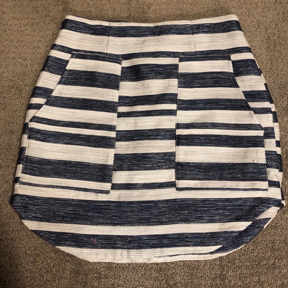 Blue and white striped skirt with pockets